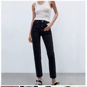 Zara Black High Rise Classic Mom Fit Jeans Size 6